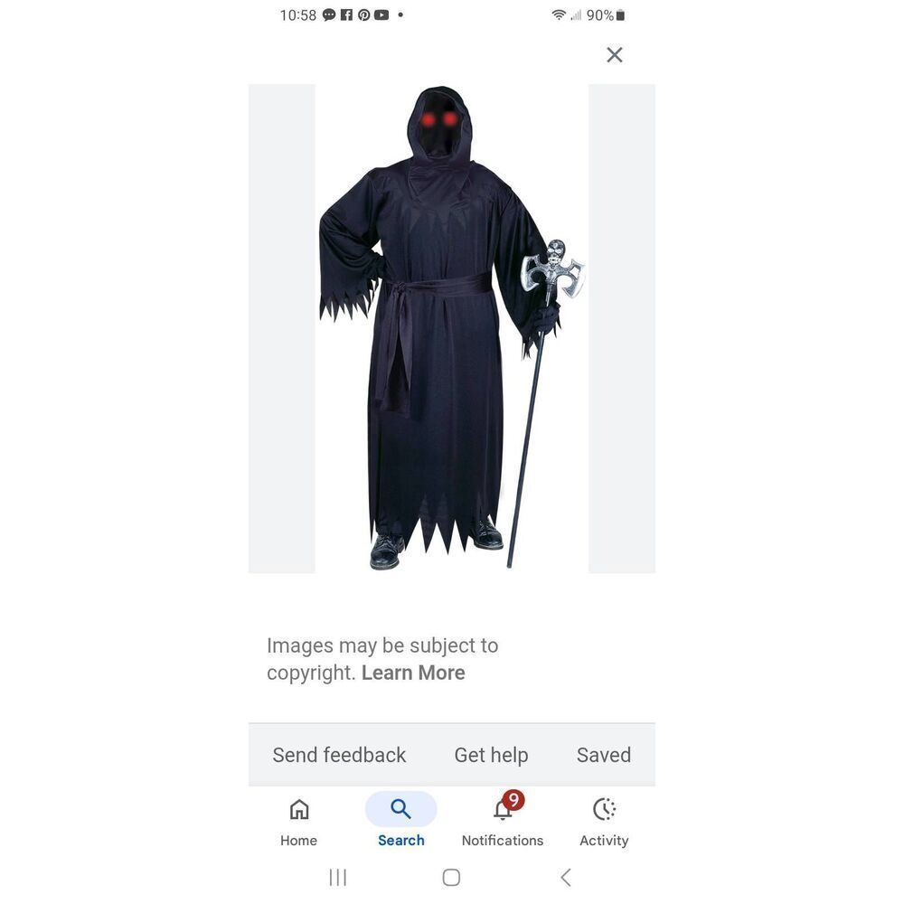 Fun world men's extra large fade in out unknown phantom costume